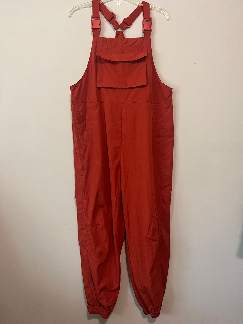 Women's Rust Utility Bib Jumpsuit with Adjustable Straps